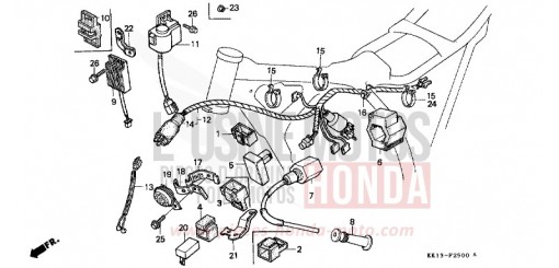 FAISCEAU DES FILS/UNITE DE C.D.I./BOBINE D'ALLUMAGE XR250RM de 1991